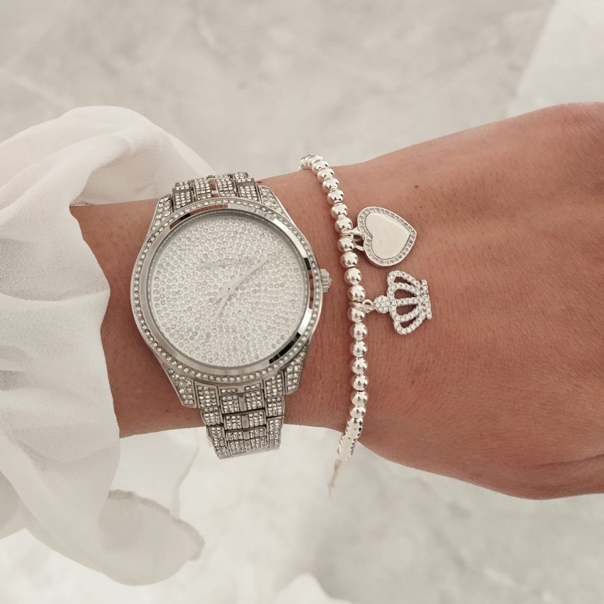  Shop Authentic Michael Kors Lauryn Analog Crystals Silver Dial Silver Steel Strap Watch For Women - MK3717 - Luxxuri