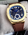  Shop Authentic Guess Headline Chronograph Blue Dial Brown Silicone Strap Watch For Men - GW0571G5 - Luxxuri