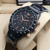 Shop Authentic Emporio Armani Mario Ceramic Chronograph Black Dial Black Steel Strap Watch For Men - AR70002 - Luxxuri
