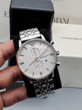  Shop Authentic Emporio Armani Chonograph SIlver Dial Silver Steel Strap Watch For Men - AR1933 - Luxxuri