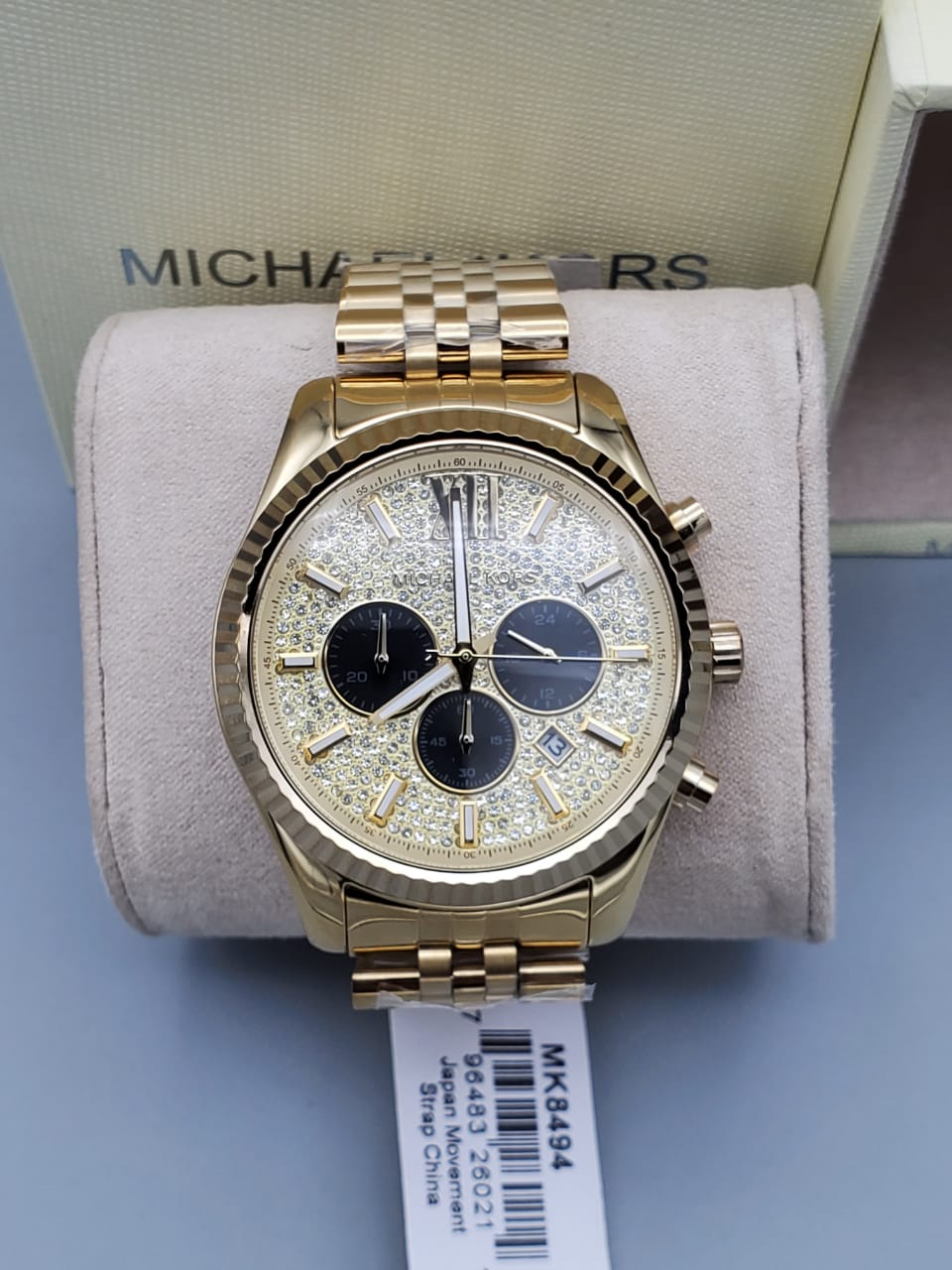  Shop Authentic Michael Kors Lexington Crystals Gold Dial Gold Steel Strap Watch for Men - MK8494 - Luxxuri