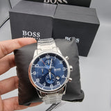  Shop Authentic Hugo Boss Aeroliner Blue Dial Silver Steel Strap Watch for Men - 1513183 - Luxxuri