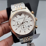  Shop Authentic Emporio Armani Zeta Chronograph Quartz White Dial Two Tone Steel Strap Watch For Men - AR1998 - Luxxuri