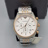  Shop Authentic Emporio Armani Zeta Chronograph Quartz White Dial Two Tone Steel Strap Watch For Men - AR1998 - Luxxuri