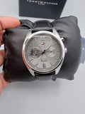  Shop Authentic Tommy Hilfiger Deacan Grey Dial Black Leather Strap Watch for Men - 1791548 - Luxxuri