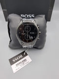  Shop Authentic Hugo Boss Skymaster Chronograph Black Dial Black Steel Strap Watch for Men - 1513785 - Luxxuri