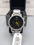  Shop Authentic Emporio Armani Luigi Chronograph Black Dial Silver Steel Strap Watch For Men - AR11324 - Luxxuri