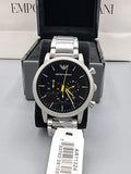 Shop Authentic Emporio Armani Luigi Chronograph Black Dial Silver Steel Strap Watch For Men - AR11324 - Luxxuri