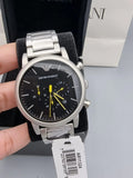  Shop Authentic Emporio Armani Luigi Chronograph Black Dial Silver Steel Strap Watch For Men - AR11324 - Luxxuri
