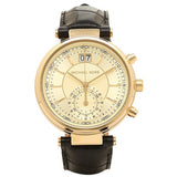  Shop Authentic Michael Kors Sawyer Champagne Dial Black Leather Strap Watch for Women - MK2433 - Luxxuri