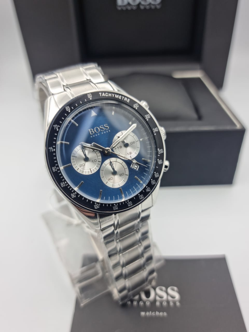  Shop Authentic Hugo Boss Chronograph Blue Dial Silver Steel Strap Watch for Men - 1513630 - Luxxuri