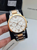  Shop Authentic Emporio Armani Giovanni Chronograph Quartz White Dial Two Tone Steel Strap Watch For Men - AR11209 - Luxxuri