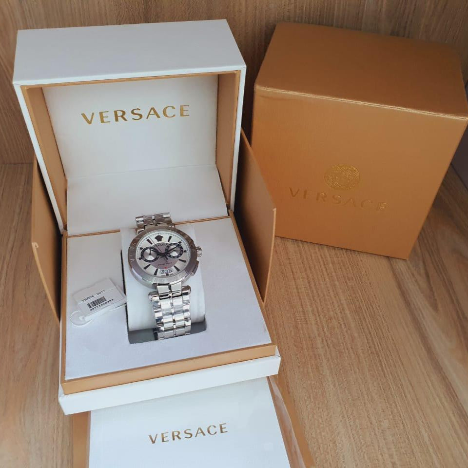  Shop Authentic Versace Aion Chronograph White Dial Silver Steel Strap Watch for Men - VBR040017 - Luxxuri