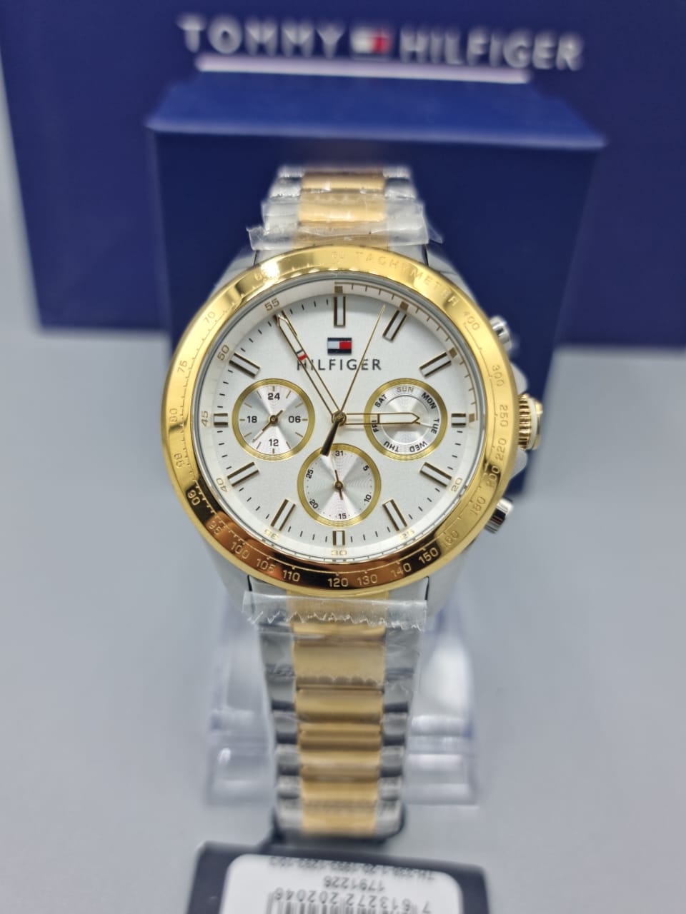  Shop Authentic Tommy Hilfiger Hudson Chronograph White Dial Two Tone Steel Strap Watch For Men - 1791226 - Luxxuri