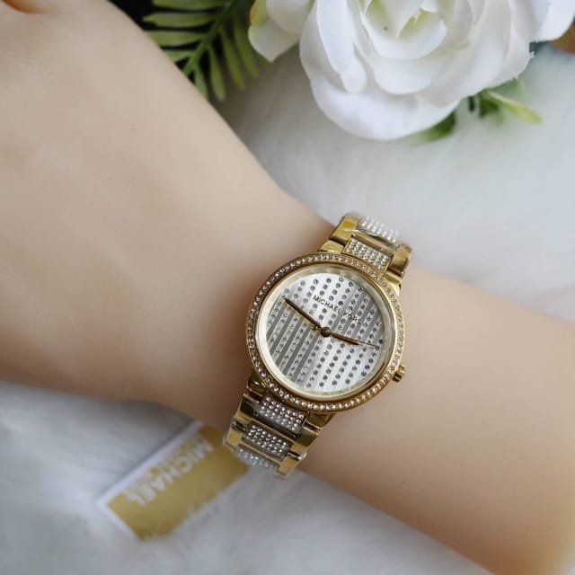  Shop Authentic Michael Kors Gabbi Crystals Gold Dial Gold Steel Strap Watch For Women - MK3985 - Luxxuri