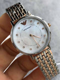  Shop Authentic Emporio Armani Gianni T Bar Mother of Pearl Dial Two Tone Steel Strap Watch For Women - AR2508 - Luxxuri