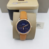  Shop Authentic Fossil Tailor Date-Day Quartz Blue Dial Brown Leather Strap Watch for Women - ES4257 - Luxxuri