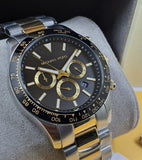 Shop Authentic Michael Kors Layton Chronograph Black Dial Two Tone Steel Strap Watch For Men - MK8784 - Luxxuri