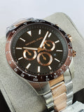  Shop Authentic Michael Kors Layton Chronograph Black Dial Two Tone Steel Strap Watch For Men - MK8913 - Luxxuri
