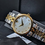  Shop Authentic Movado Museum Classic Diamonds Mother of Pearl Dial Two Tone Steel Strap Watch For Women - 0606613 - Luxxuri