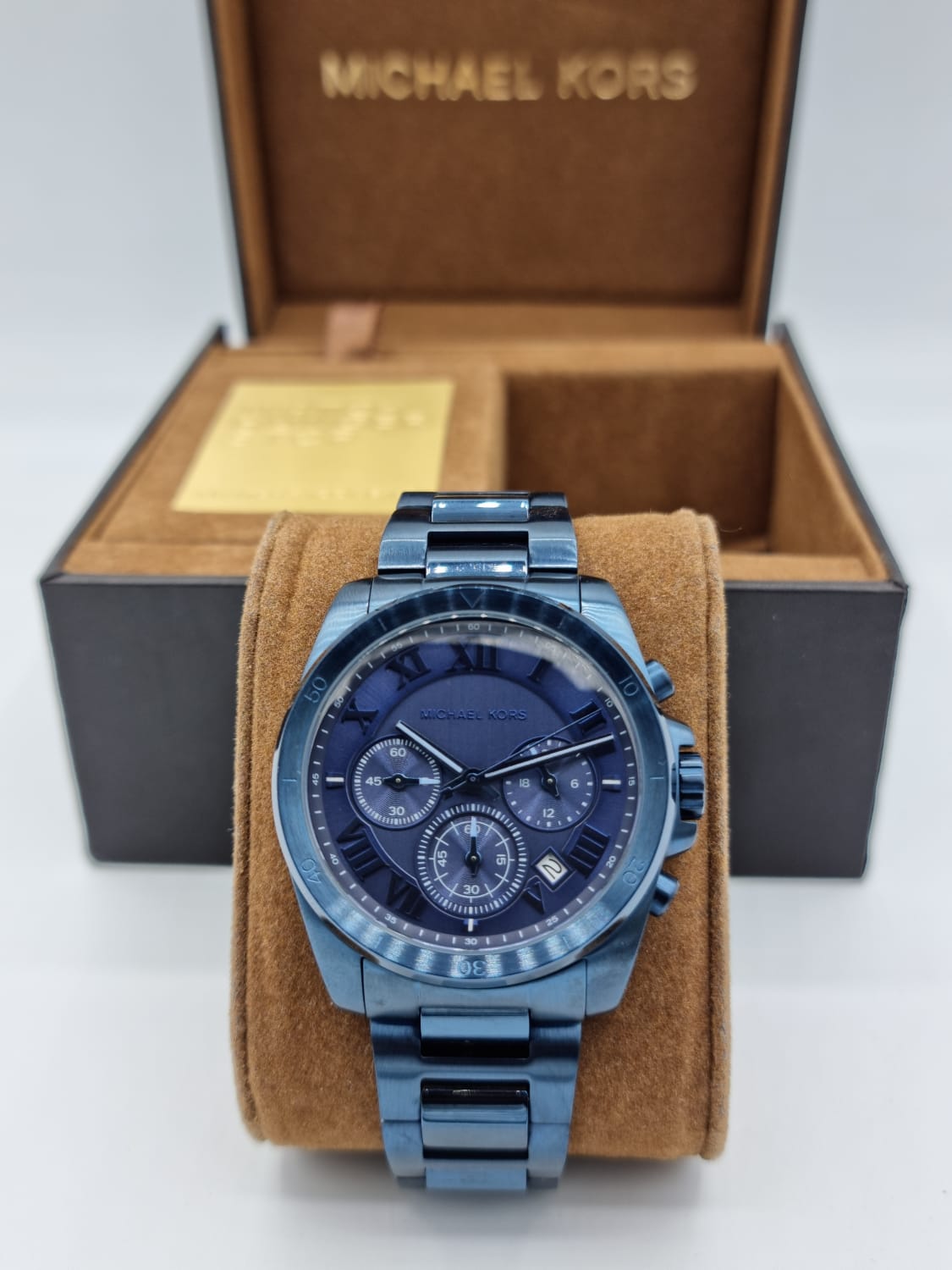  Shop Authentic Michael Kors Brecken Chronograph Quartz Blue Dial Blue Steel Strap Watch For Men - MK6361 - Luxxuri