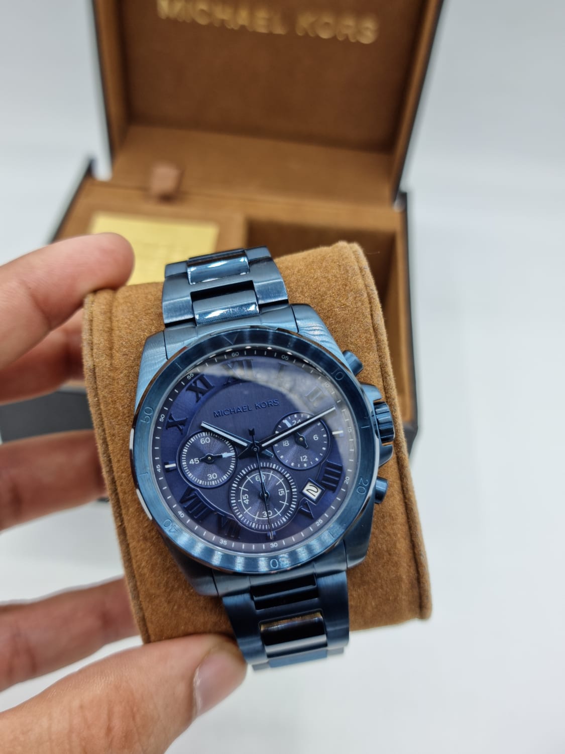  Shop Authentic Michael Kors Brecken Chronograph Quartz Blue Dial Blue Steel Strap Watch For Men - MK6361 - Luxxuri