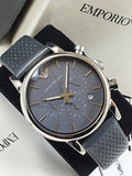  Shop Authentic Emporio Armani Luigi Chronograph Quartz Grey Dial Grey Leather Strap Watch For Men - AR1735 - Luxxuri