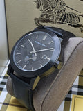  Shop Authentic Burberry The City Grey Dial Black Leather Strap Watch for Men - BU9359 - Luxxuri