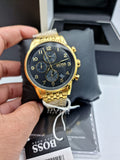  Shop Authentic Hugo Boss Navigator Black Dial Gold Steel Strap Watch for Men - 1513531 - Luxxuri