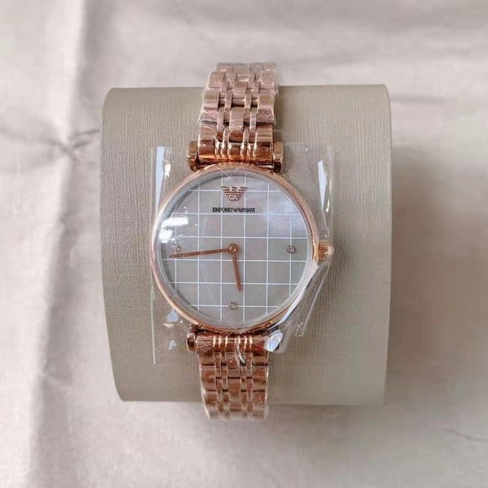  Shop Authentic Emporio Armani Gianni T Bar Quartz Mother of Pearl Dial Rose Gold Steel Strap Watch For Women - AR11385 - Luxxuri