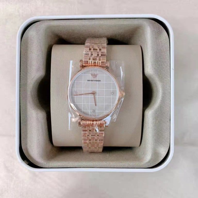  Shop Authentic Emporio Armani Gianni T Bar Quartz Mother of Pearl Dial Rose Gold Steel Strap Watch For Women - AR11385 - Luxxuri