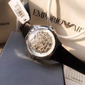  Shop Authentic Emporio Armani Meccanico White Skeleton Dial Black Leather Strap Watch For Men - AR60003 - Luxxuri