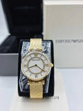  Shop Authentic Emporio Armani Gianni T Bar Mother of Pearl Dial Gold Mesh Bracelet Watch For Women - AR11321 - Luxxuri
