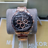  Shop Authentic Michael Kors Layton Chronograph Black Dial Rose Gold Steel Strap Watch For Men - MK8824 - Luxxuri