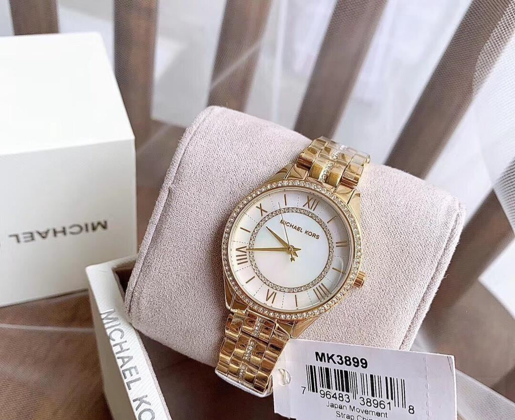  Shop Authentic Michael Kors Lauryn Mother of Pearl White Dial Gold Steel Strap Watch for Women - MK3899 - Luxxuri