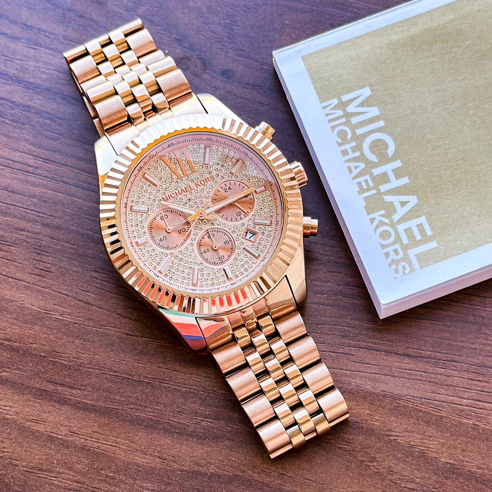  Shop Authentic Michael Kors Lexington Rose Gold Dial Rose Gold Stainless Steel Strap Watch for Men - MK8580 - Luxxuri