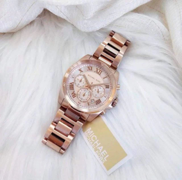  Shop Authentic Michael Kors Brecken Chronograph Quartz Rose Gold Dial Rose Gold Steel Strap Watch For Women - MK6367 - Luxxuri