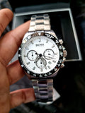  Shop Authentic Hugo Boss Hero Chronograph White Dial Silver Steel Strap Watch for Men - 1513875 - Luxxuri