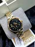  Shop Authentic Michael Kors Runway Quartz Black Dial Gold Steel Strap Watch For Women - MK6682 - Luxxuri