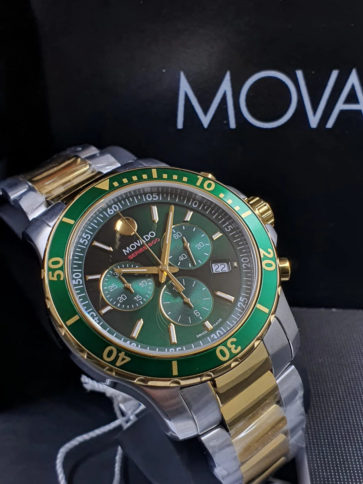  Shop Authentic Movado Series 800 Chronograph Green Dial Two Tone Steel Strap Watch For Men - 2600148 - Luxxuri