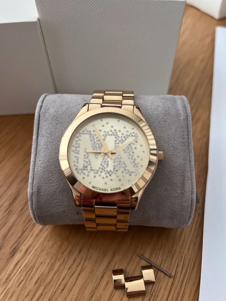  Shop Authentic Michael Kors Slim Runway Gold Dial Gold Steel Strap Watch for Women - MK3590 - Luxxuri