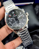  Shop Authentic Tommy Hilfiger Asher Chronograph Black Dial Silver Steel Strap Watch For Men - 1791852 - Luxxuri