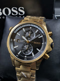  Shop Authentic Hugo Boss Globetrotter Chronograph Black Dial Gold Steel Strap Watch for Men - 1513932 - Luxxuri