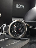  Shop Authentic Hugo Boss Aero Chronograph Black Dial Black Leather Strap Watch for Men - 1513770 - Luxxuri