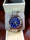  Shop Authentic Michael Kors Lexington Chronograph Blue Dial Silver Steel Strap Watch for Men - MK8280 - Luxxuri