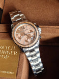  Shop Authentic Michael Kors Everest Chronograph Gold Dial Silver Steel Strap Watch For Women - MK5870 - Luxxuri