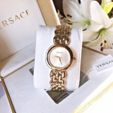  Shop Authentic Versace V-Flare Quartz Silver Dial Gold Steel Strap Watch for Women - VEBN00718 - Luxxuri