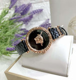  Shop Authentic Versace Palazzo Empire Greca Black Dial Black Leather Strap Watch for Women - VEDV00719 - Luxxuri