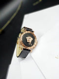  Shop Authentic Versace Palazzo Empire Greca Black Dial Black Leather Strap Watch for Women - VEDV00719 - Luxxuri