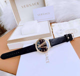  Shop Authentic Versace Virtus Quartz Black Dial Black Leather Strap Watch for Women - VEHC00119 - Luxxuri
